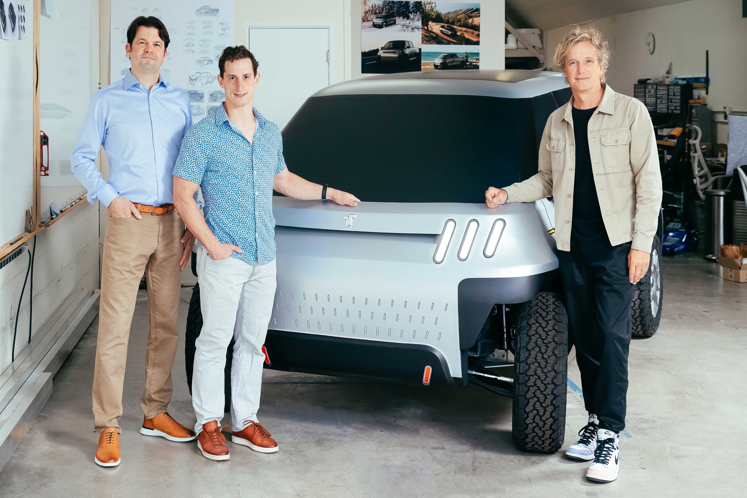 Telo MT1 founders posing with truck