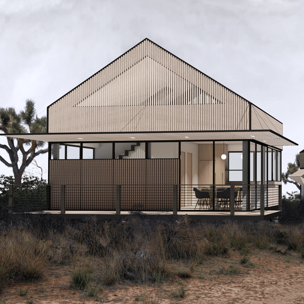Modern desert home with wood siding