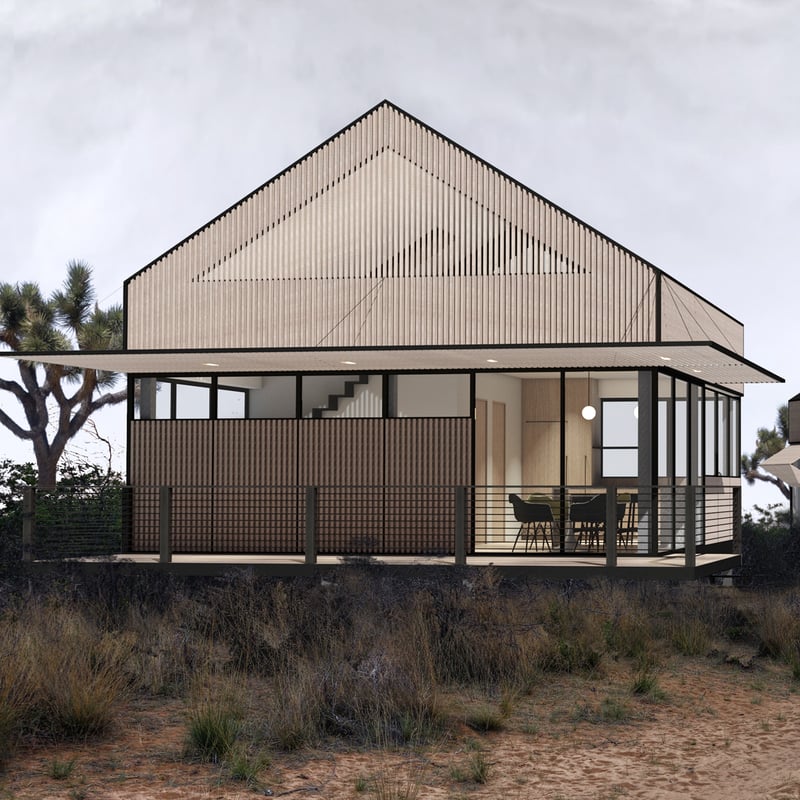 Modern desert home with wood siding