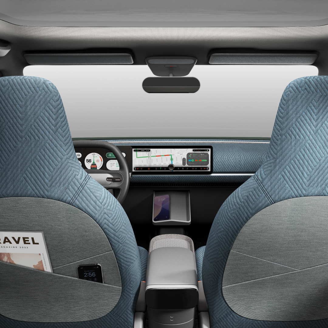 Gray and navy interior background with a wavy white line