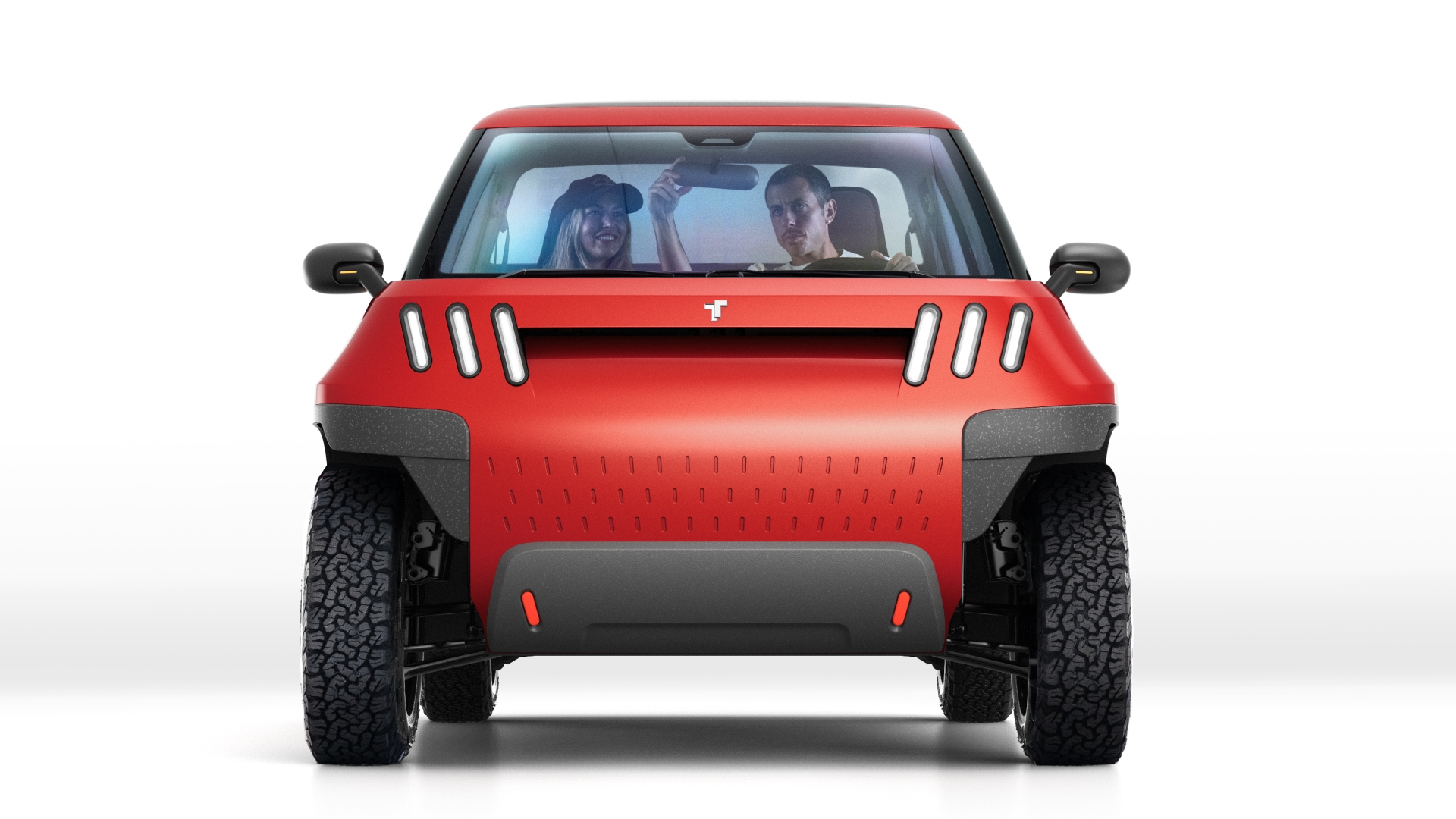 TELO red electric truck front exterior view