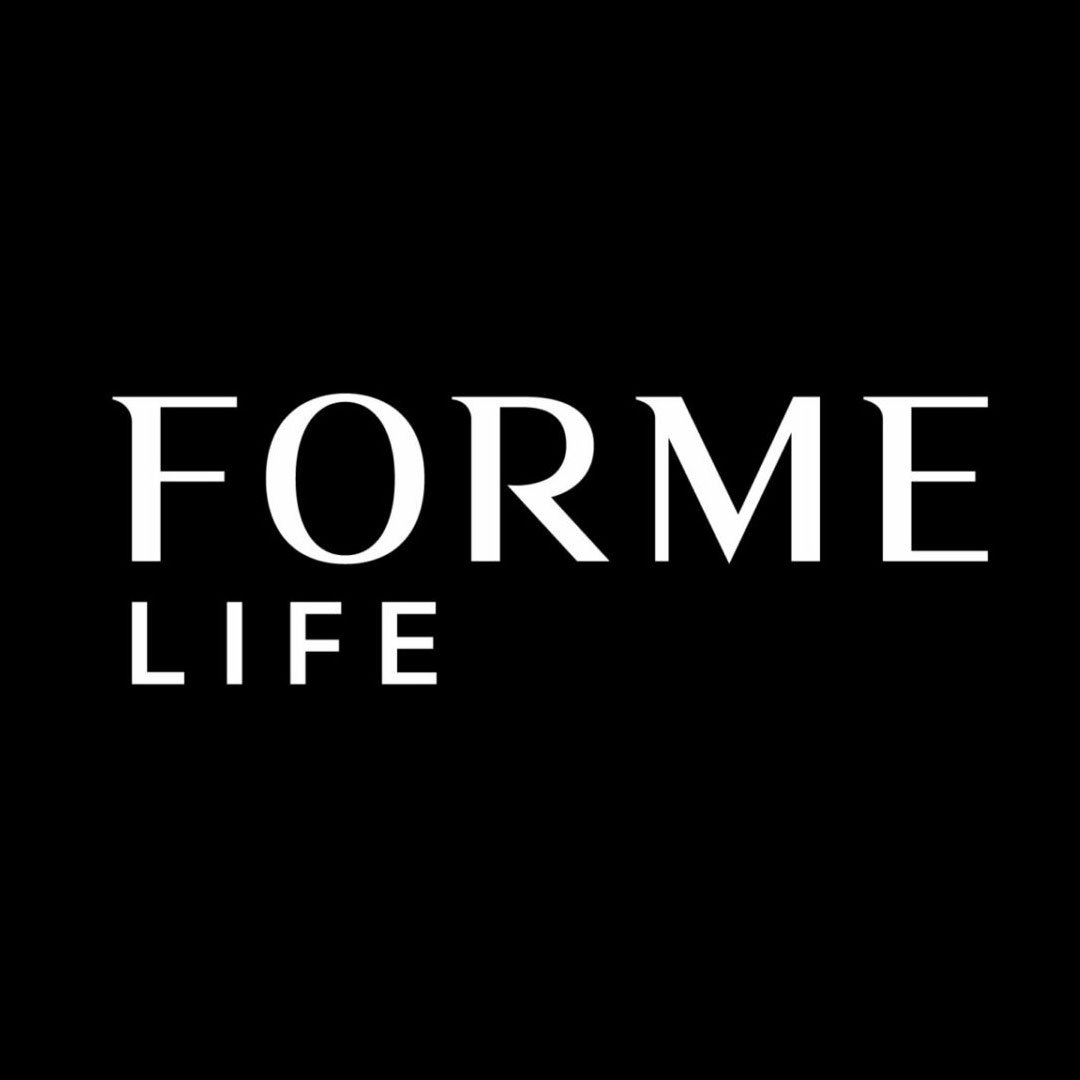 Forme Life white logo on black