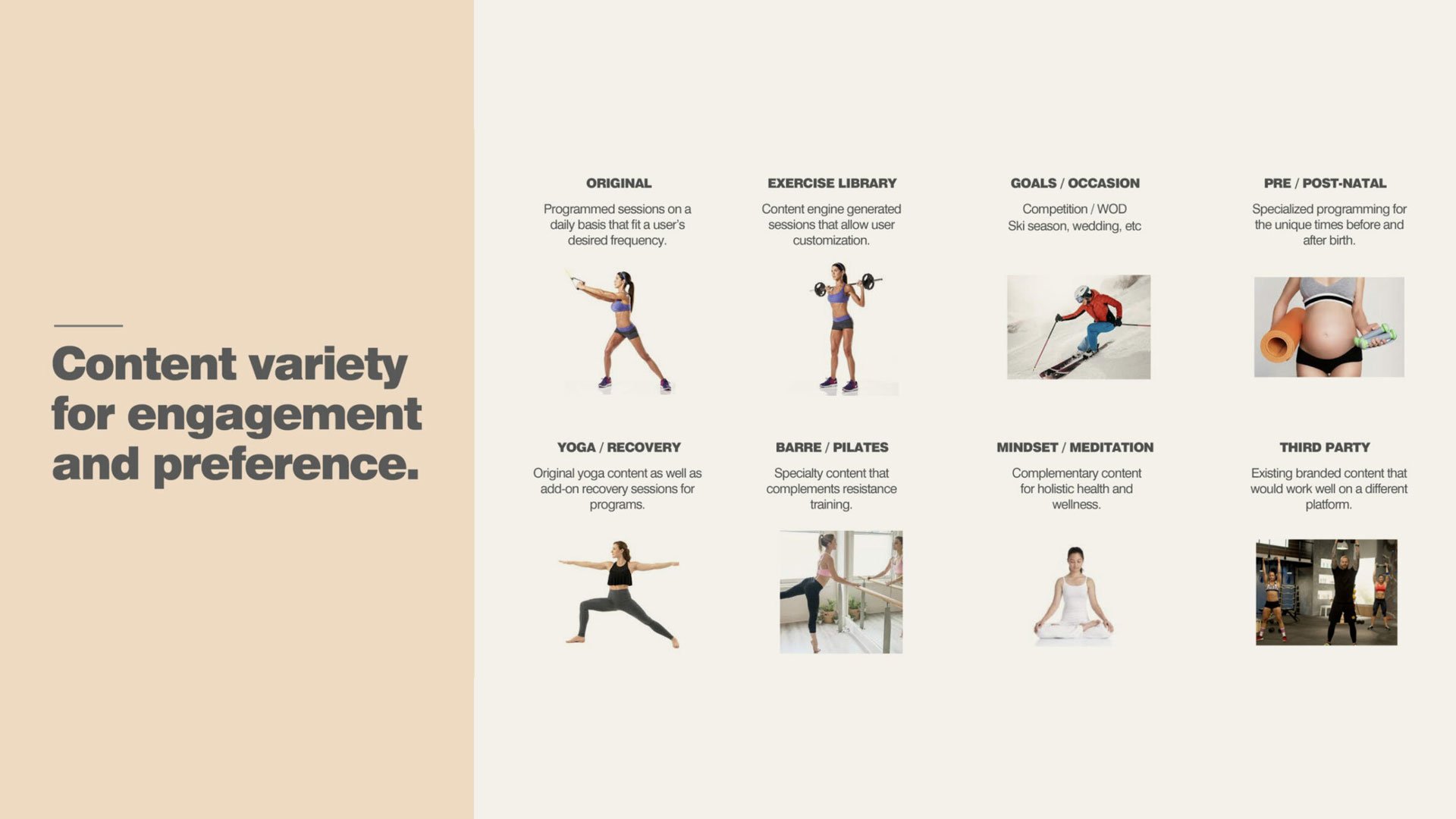 Fitness activities pamphlet with yoga, weightlifting, and more