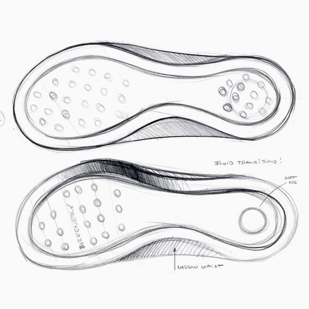 Birkenstock Birkies sandal sole black and white sketches