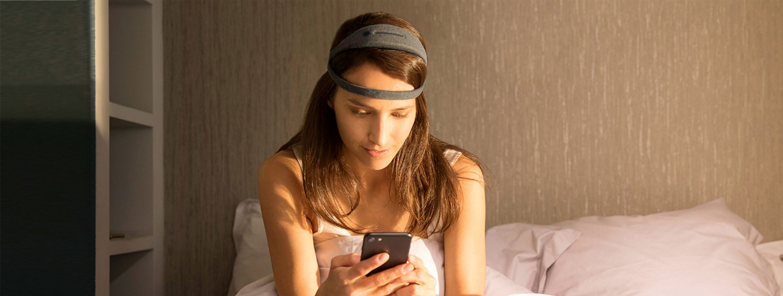 Rhythm Dreem smart sleep headband on user