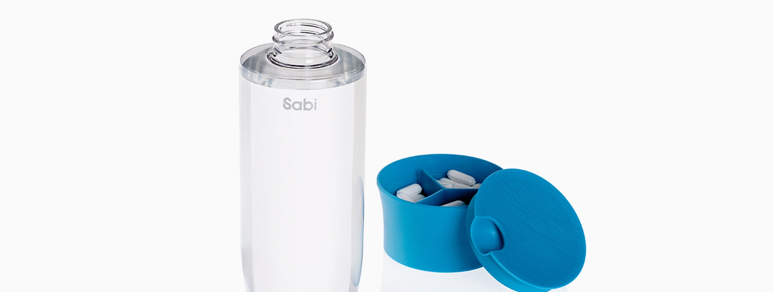 Sabi pill bottle with blue cap