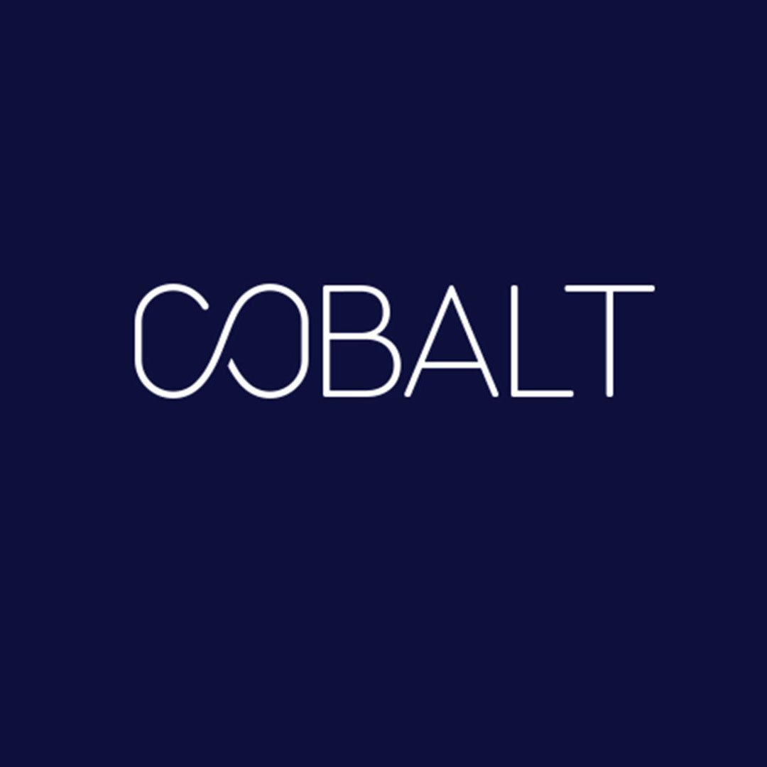 Cobalt wordmark logo on beige