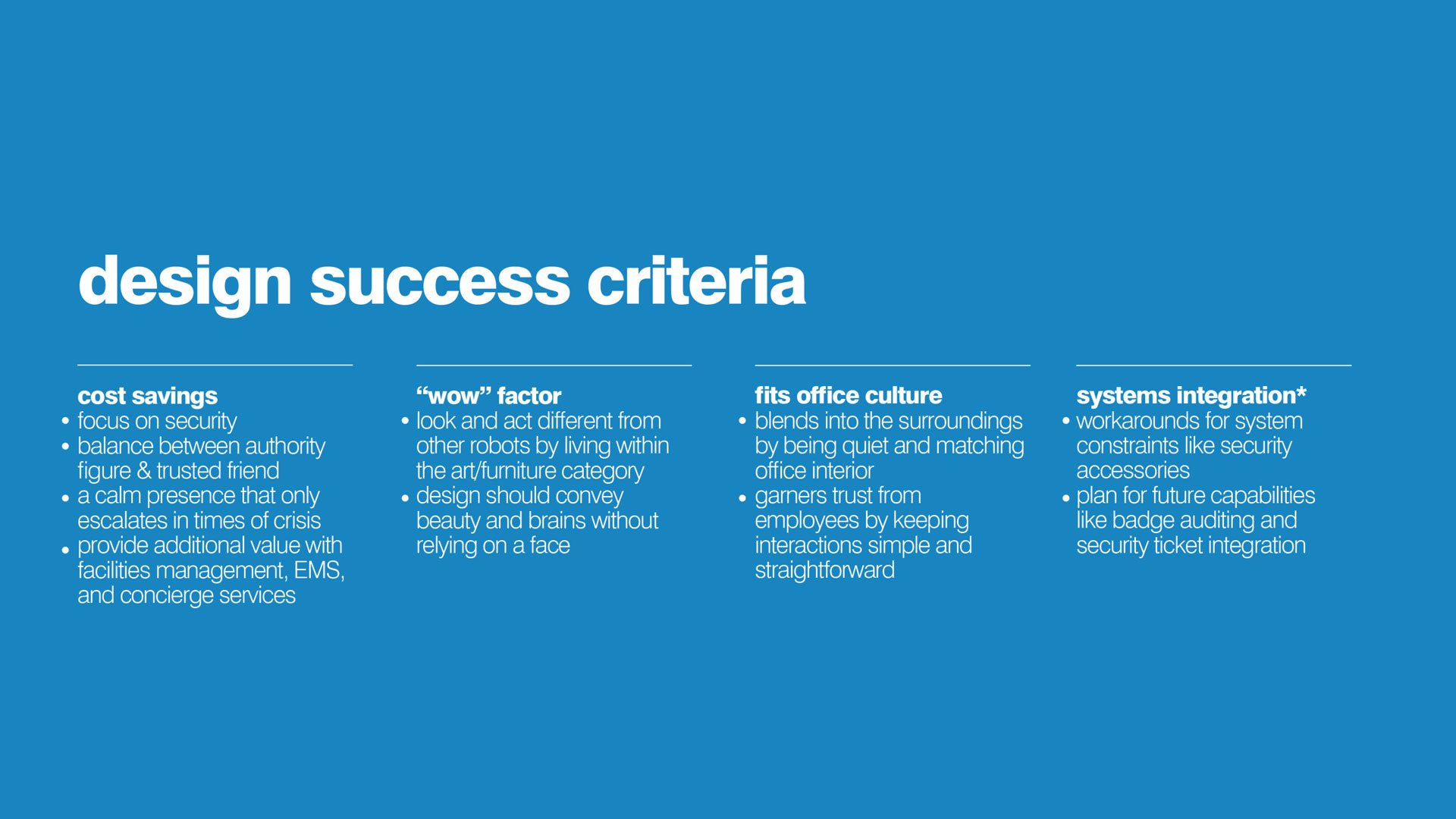 Cobalt design success criteria infographic