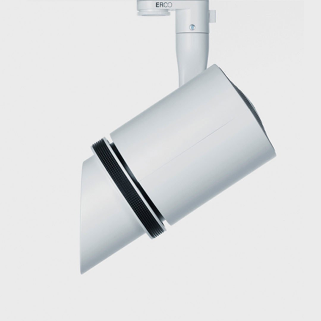 Modern spotlight with metallic finish and frosted glass lens