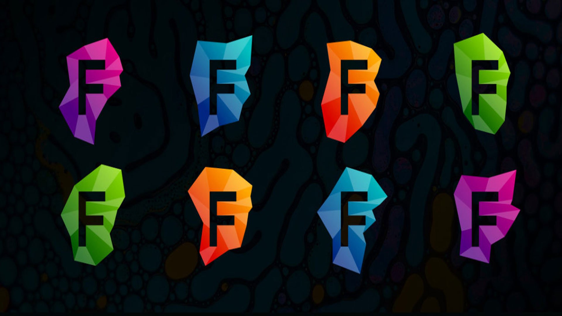 Fluidigm F monogram logo color variations