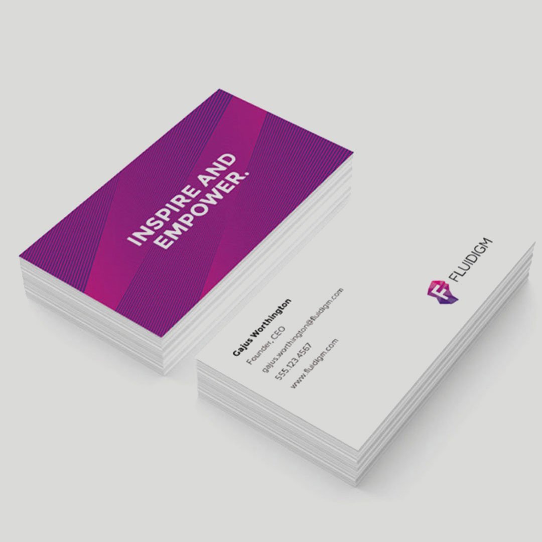 Fluidigm purple brand collateral card