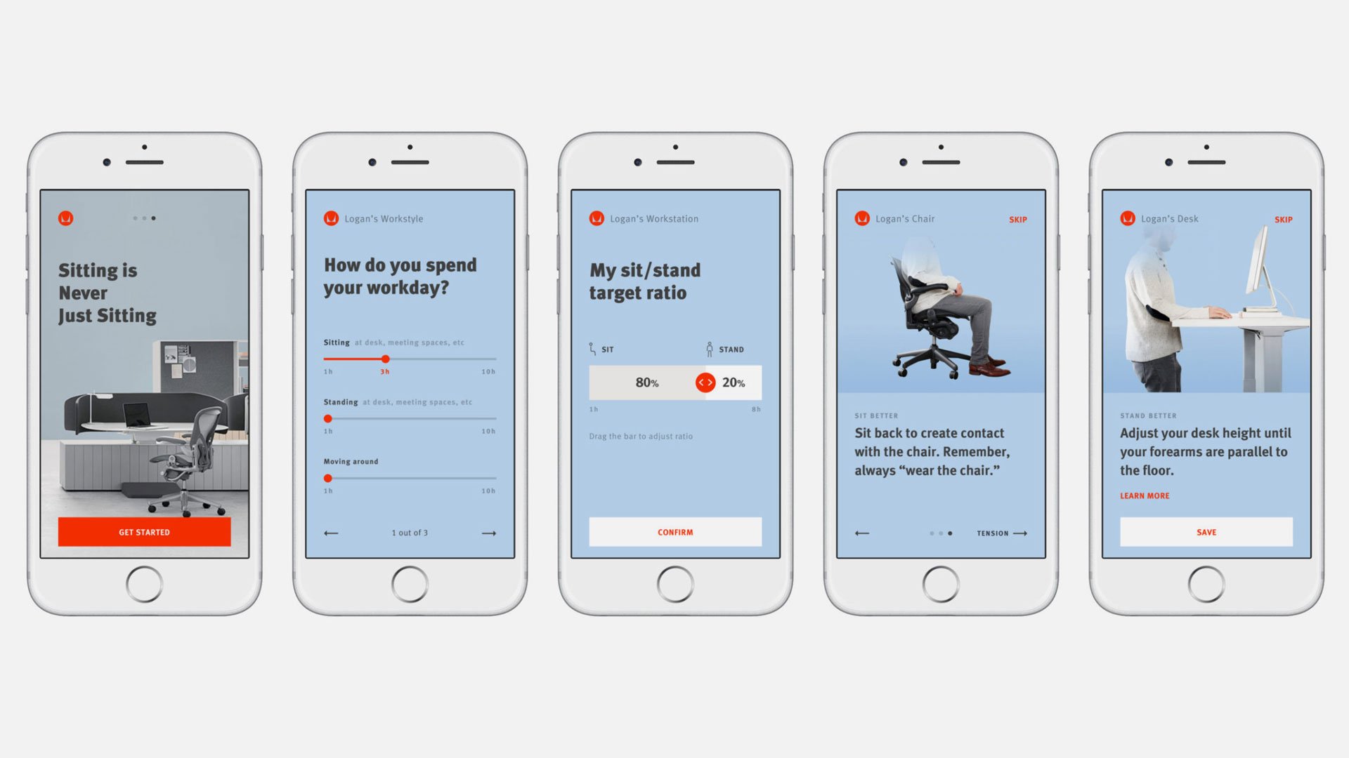 Herman Miller Live mobile app interfaces