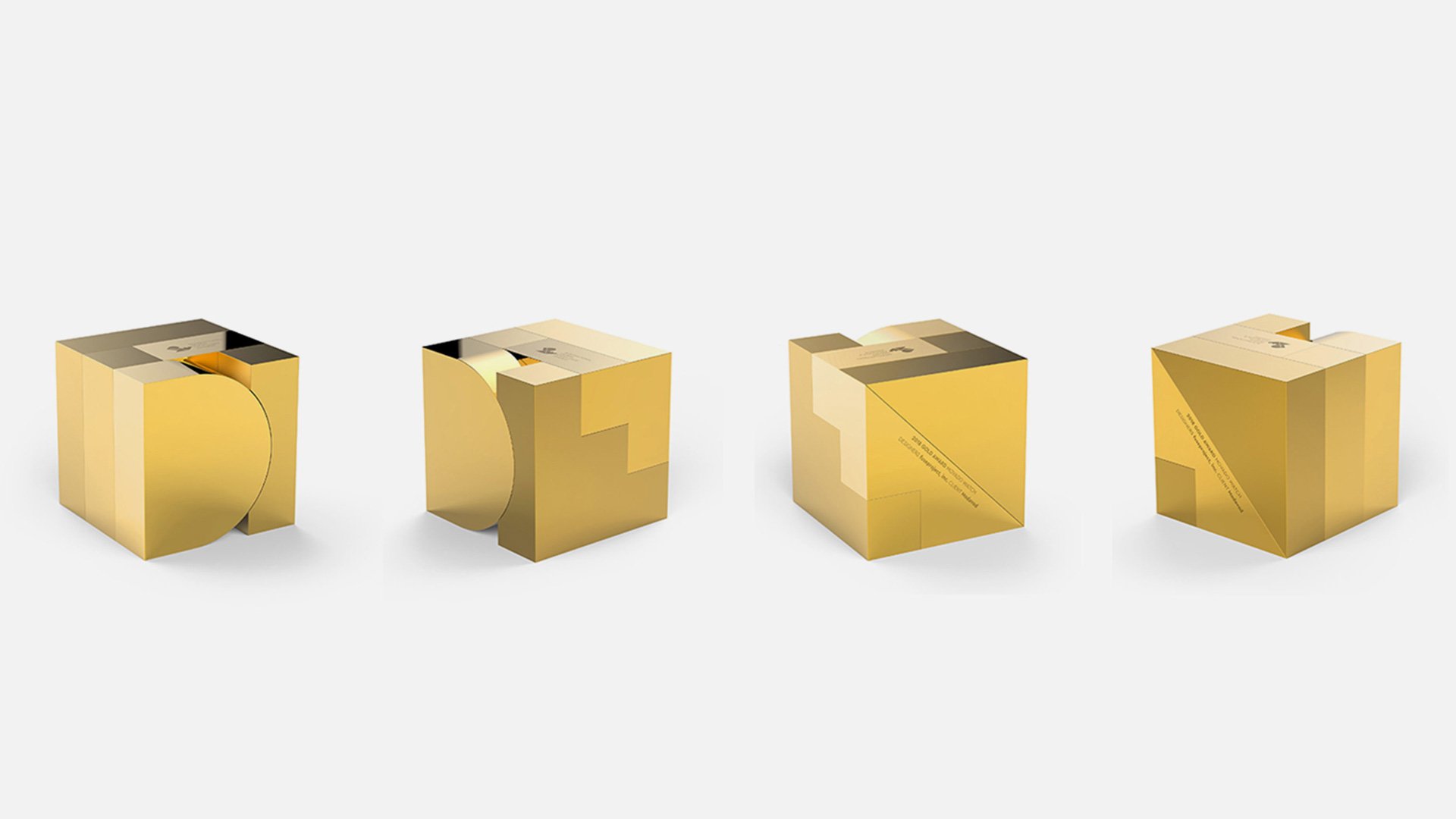Golden blocks with small holes on a white background