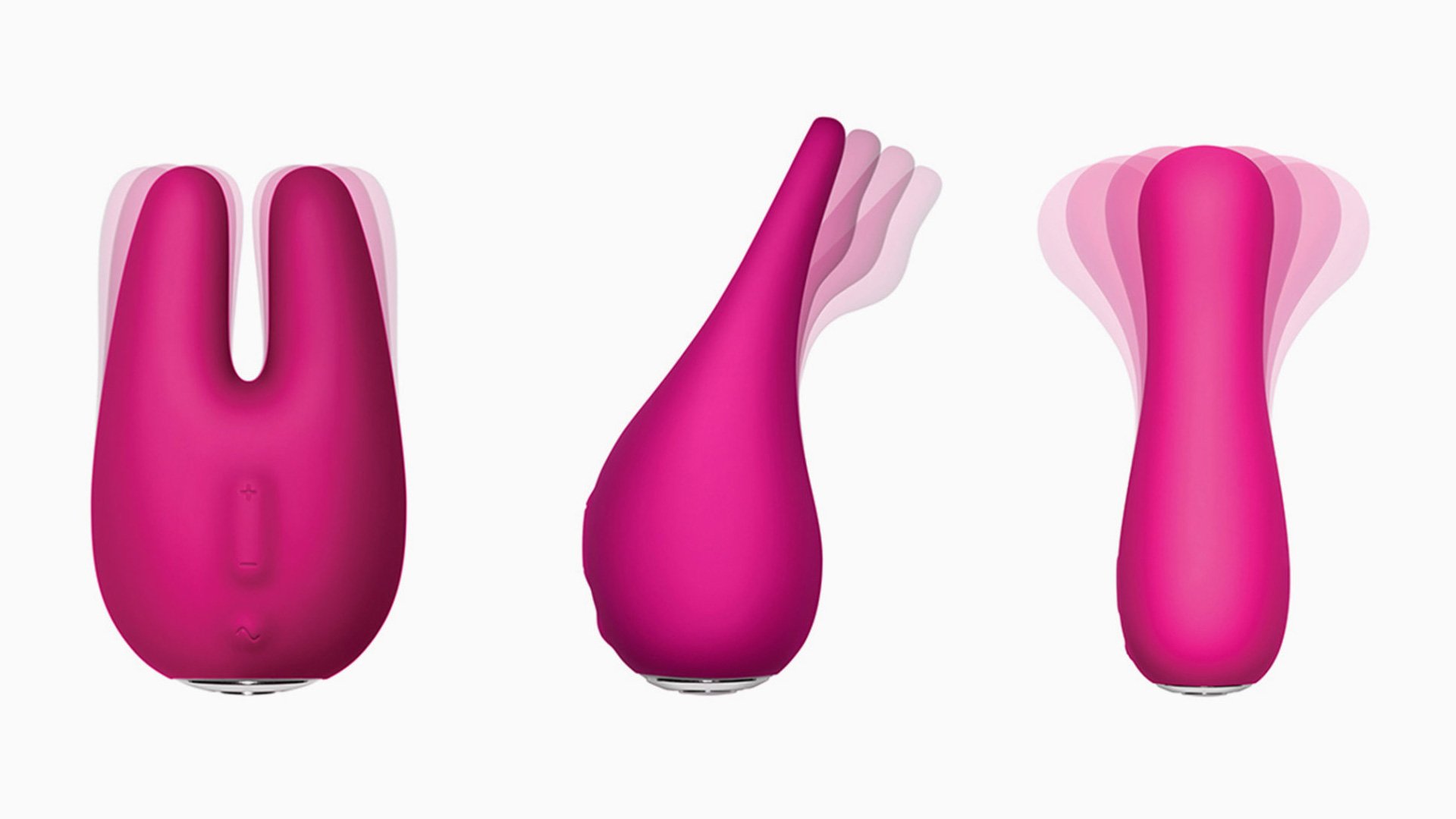 Jimmy Jane product collection in pink and purple with various organic shapes on white background