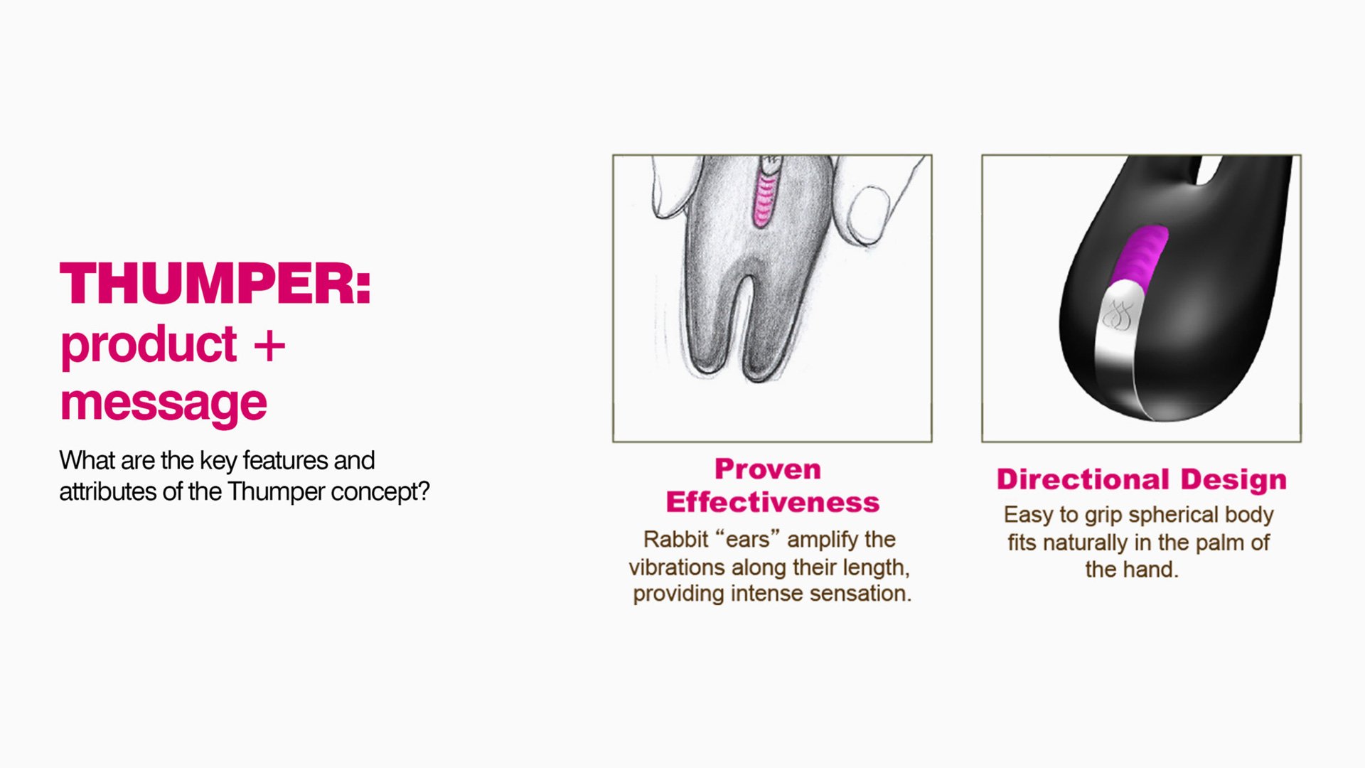 Jimmy Jane Thumper product brochure with purple branding and concept illustrations