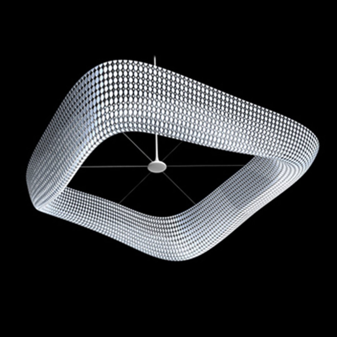 Silver and black metallic structure with interconnected rings