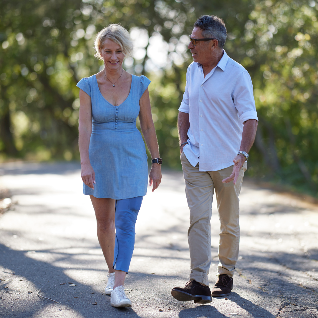 Woman wearing CIONIC bionic leg walking