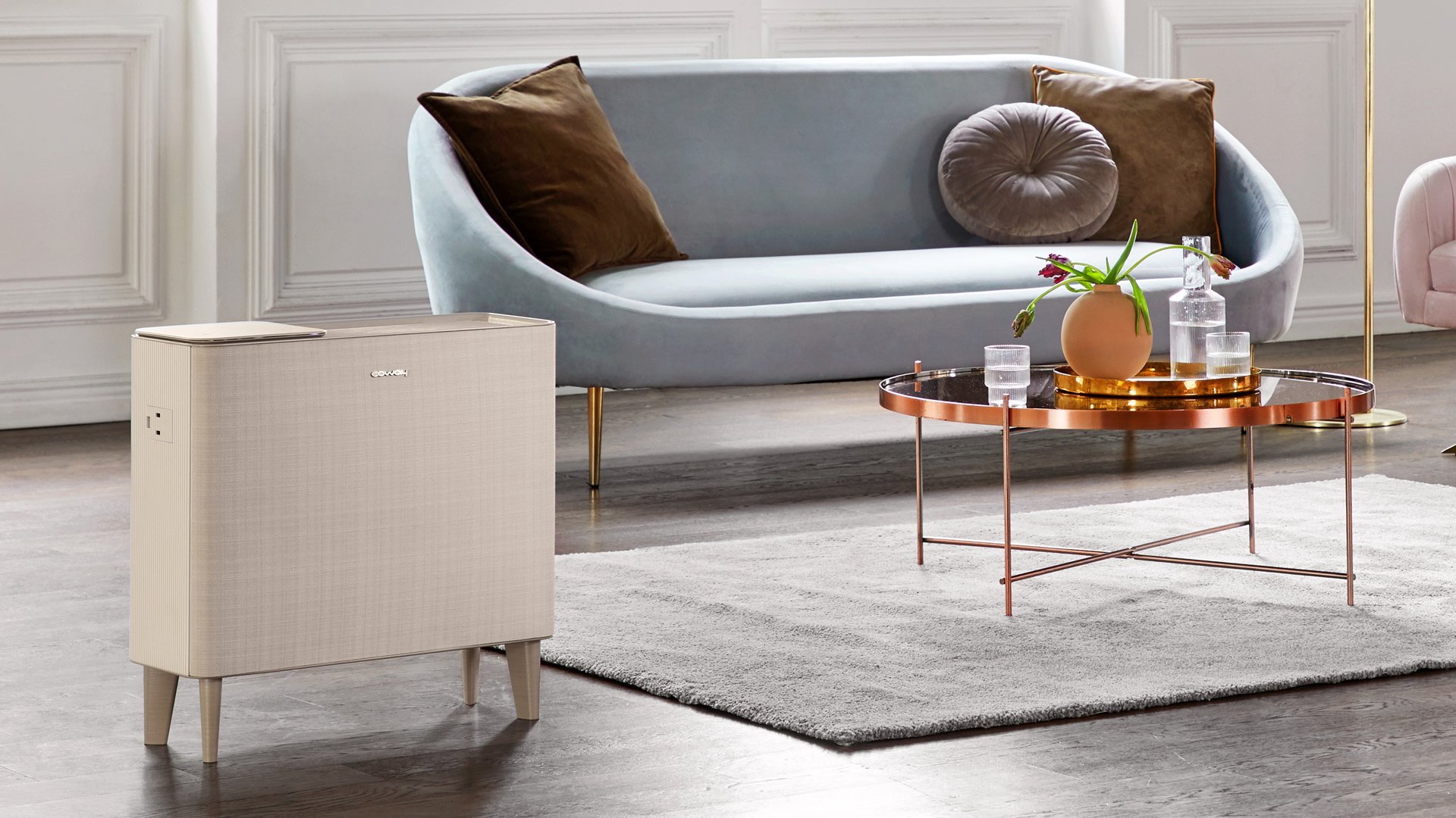 Coway air purifier in modern living room