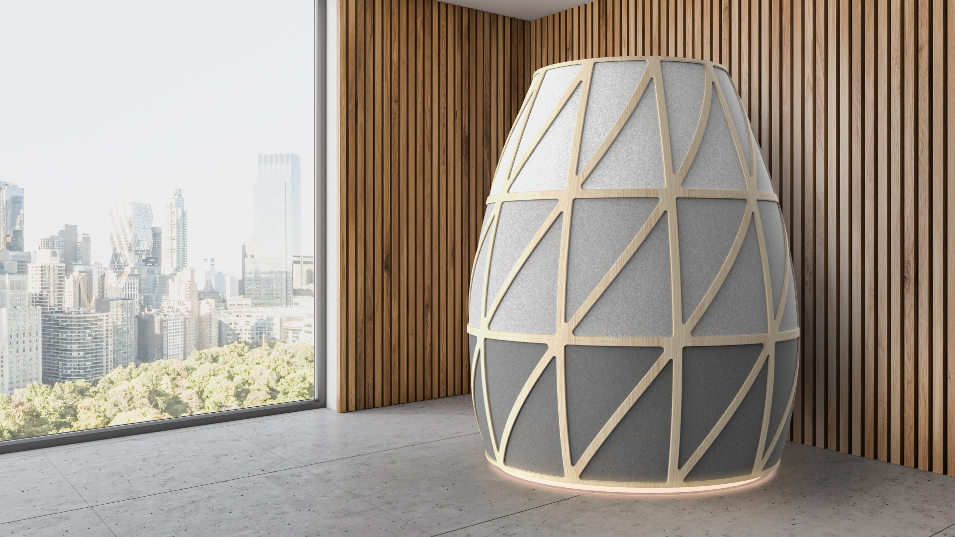 OpenSeed Iris sculptural pod in room