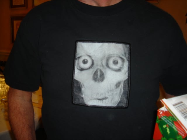 One of his many t-shirts of note