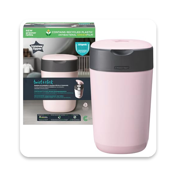 Tommee Tippee Twist and Click Nappy Bin Refill Cassette, Pink