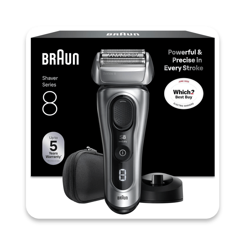 Braun Series 8 men's electric shaver with wet/dry capability and beard sensor