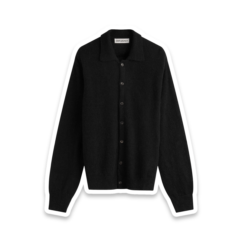 Our Legacy Evening Polo in Black Fuzzy Alpaca