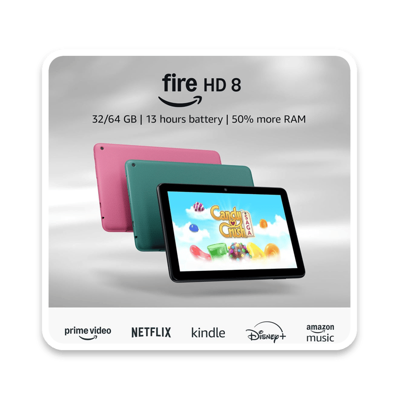 Amazon Fire HD 8 Tablet (2024) - 8-inch Display, 3GB RAM, 32GB Storage - Black with Ads