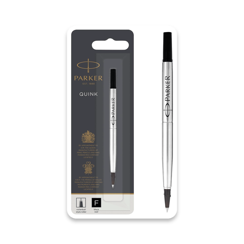 Parker Quink Black Rollerball Pen Refill - Fine Point Single Cartridge