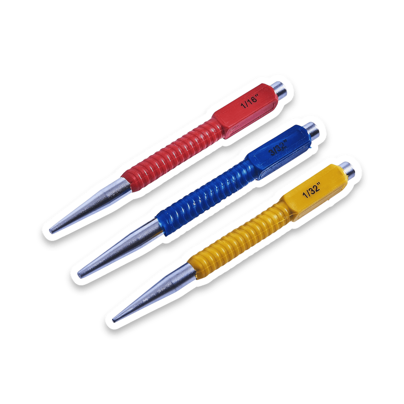 Amtech 3-Piece Colour-Coded Nail Punch Set with Non-Slip Grips