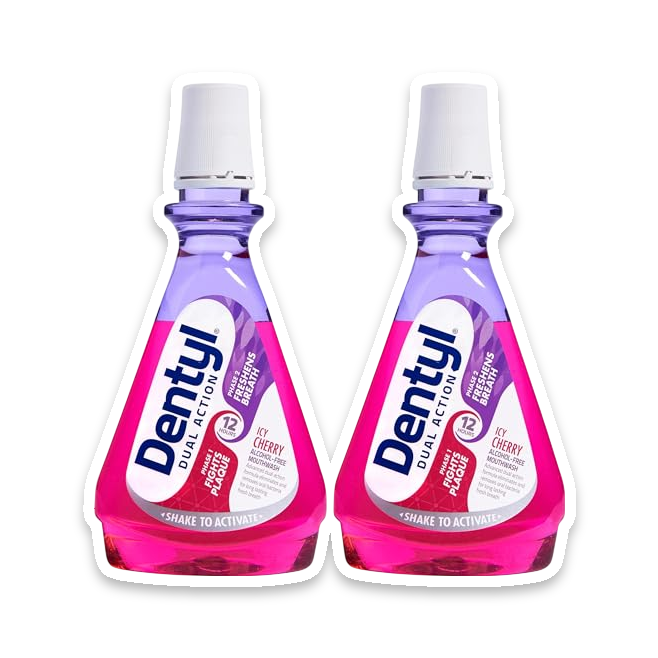 Dentyl Dual Action CPC Mouthwash, Icy Cherry, 2x500ml