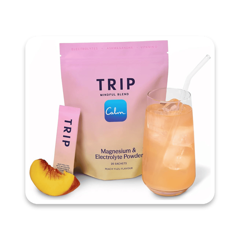 Trip Peach Yuzu Electrolyte Powder | Daily Hydration with Sodium, Magnesium, Vitamin D & More | Vegan | Pack of 20 x 7.2 g sachets