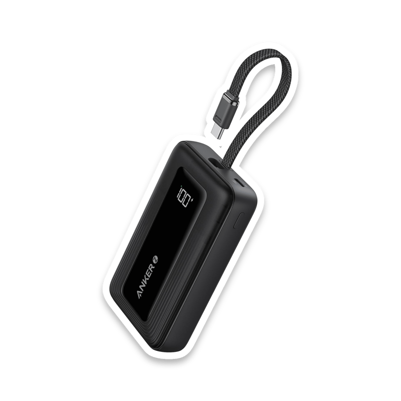 Anker Zolo 20,000mAh Portable Charger with Integrated USB-C Cable – 30W Fast Charging Power Bank