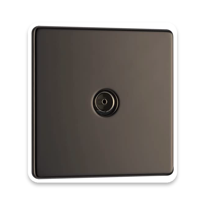 BG Screwless Flat Plate Co-Axial Socket in Black Nickel