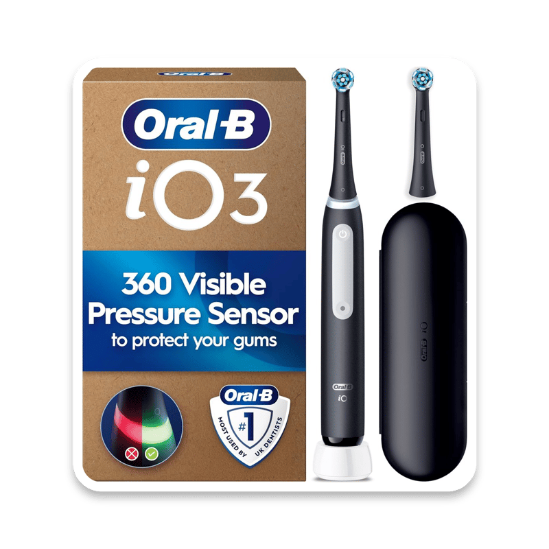 Oral-B iO3 Electric Toothbrush in Matte Black with Pressure Sensor and Travel Case