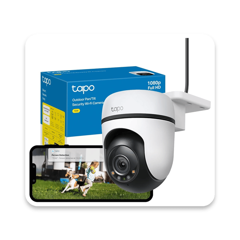 Tapo TC40 Outdoor Pan-Tilt Smart Camera - 1080p Full HD with 360° Coverage and AI Person Detection