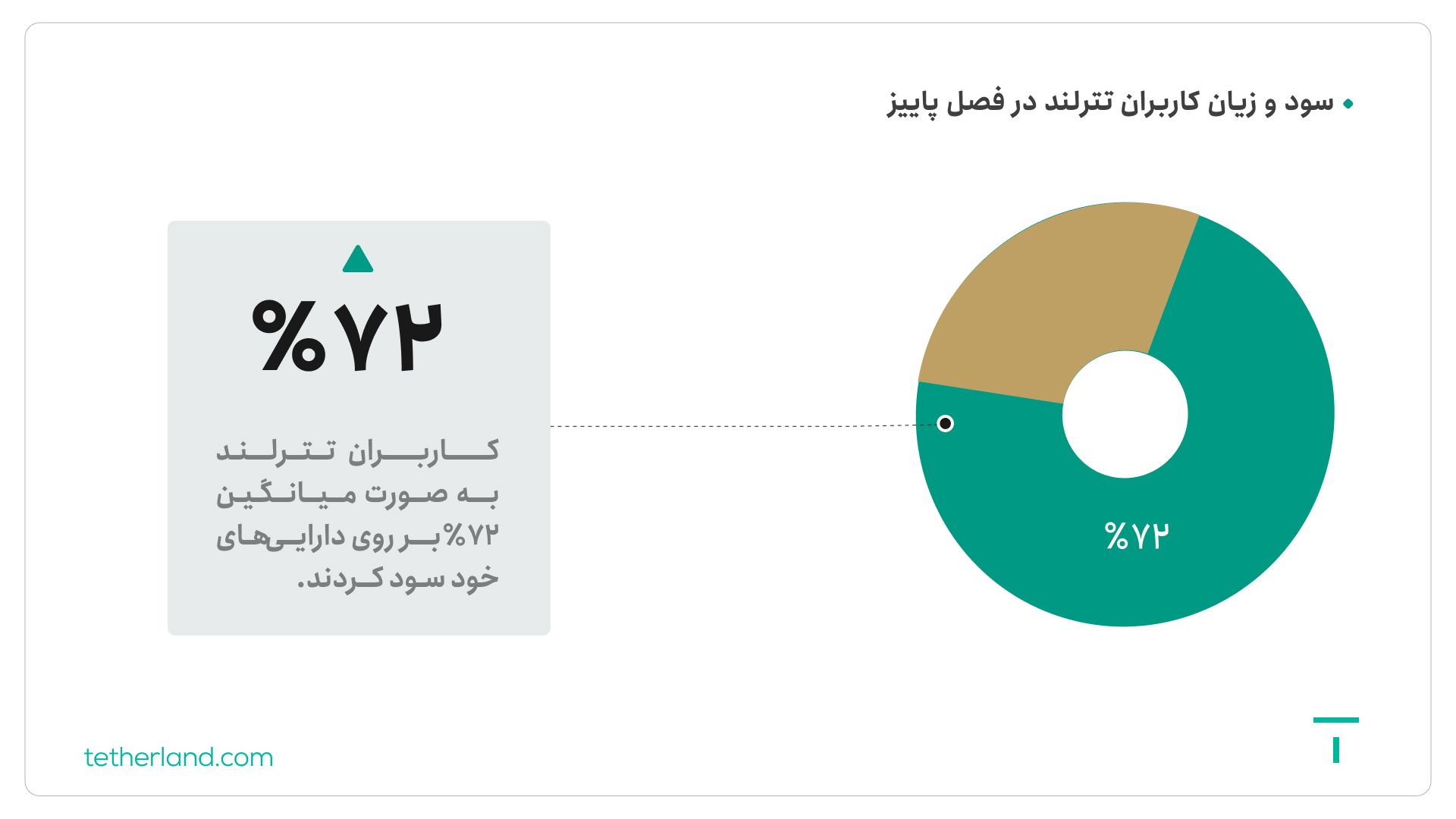 کاربران تترلند به‌صورت میانگین حدود ۷۲درصد روی دارایی‌های خود سود کردند