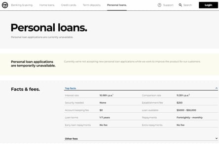 ME Bank homepage