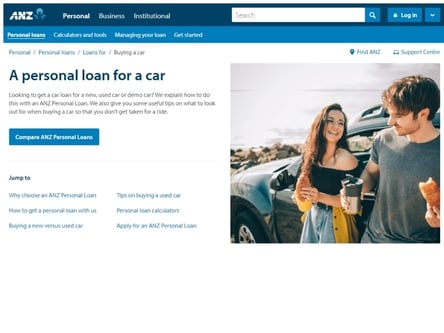 ANZ homepage