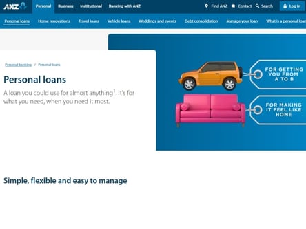 ANZ Bank homepage