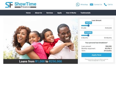Showtime Finance homepage