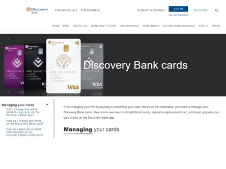 Discovery Credit Card homepage