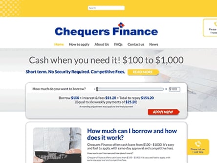 Cheque Exchange homepage