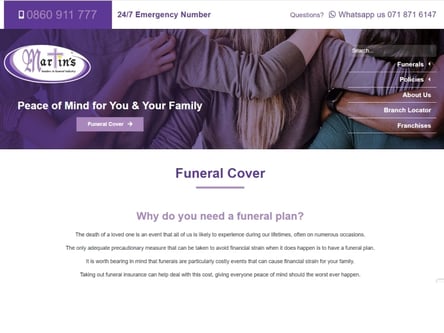 Martins Funerals homepage