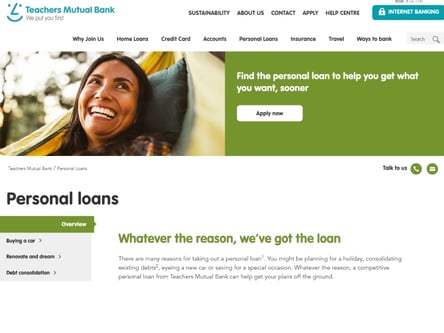 Teachers Mutual Bank homepage