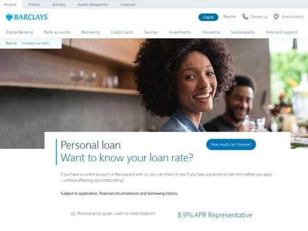 Barclays Loans homepage