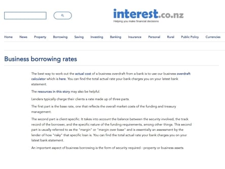 interest.co.nz homepage