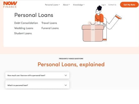 Now Finance homepage