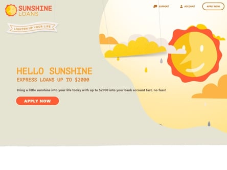 Sunshine Loans homepage