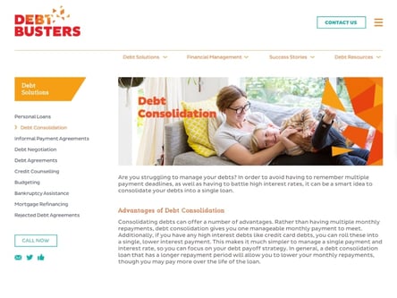 Debt Busters homepage